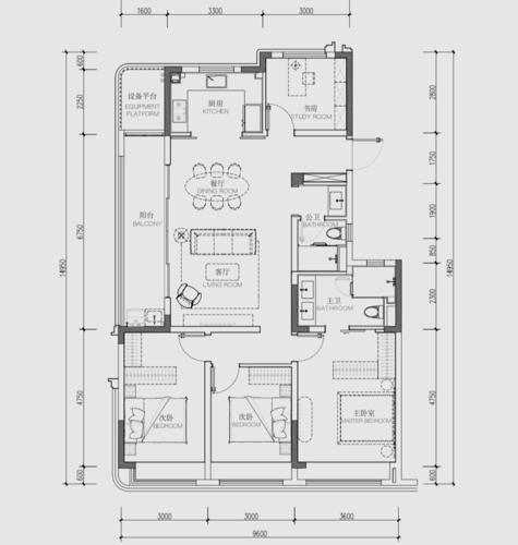 凯德·璟高府4居室建面约139㎡