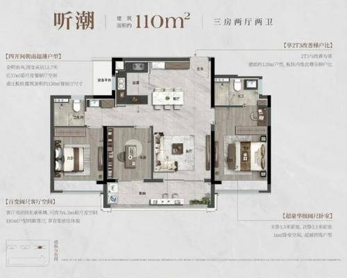 110方-三室两厅两卫-龙湖·御潮江上